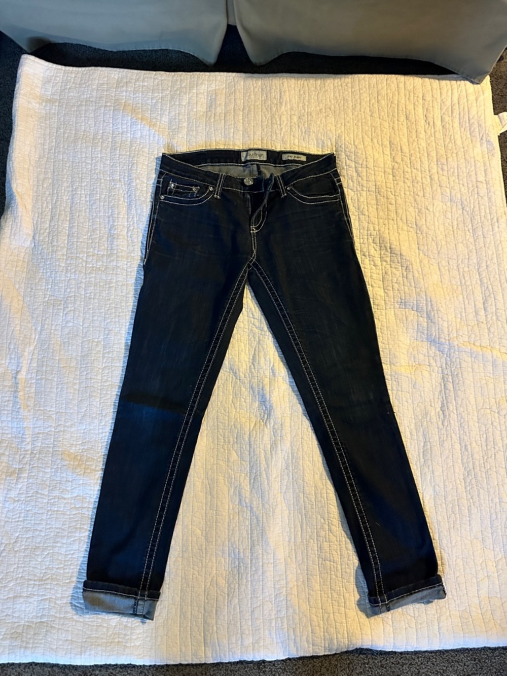 Daytrip Women's Dark Blue Skinny Jeans with Contrast Stitching